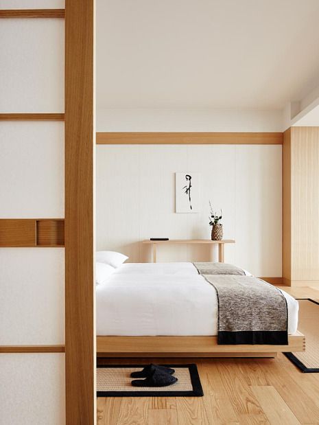 Minimalism take the place with the wood panels and bright white